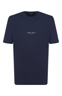 Мужская хлопковая футболка GIORGIO ARMANI темно-синего цвета, арт. GM001085/TE10629 | Фото 1 (Рукава: Короткие; Материал внешний: Хлопок; Длина (для топов): Стандартные; Принт: Без принта; Стили: Кэжуэл; Кросс-КТ: Джерси; Мужское Кросс-КТ: Футболка-одежда)