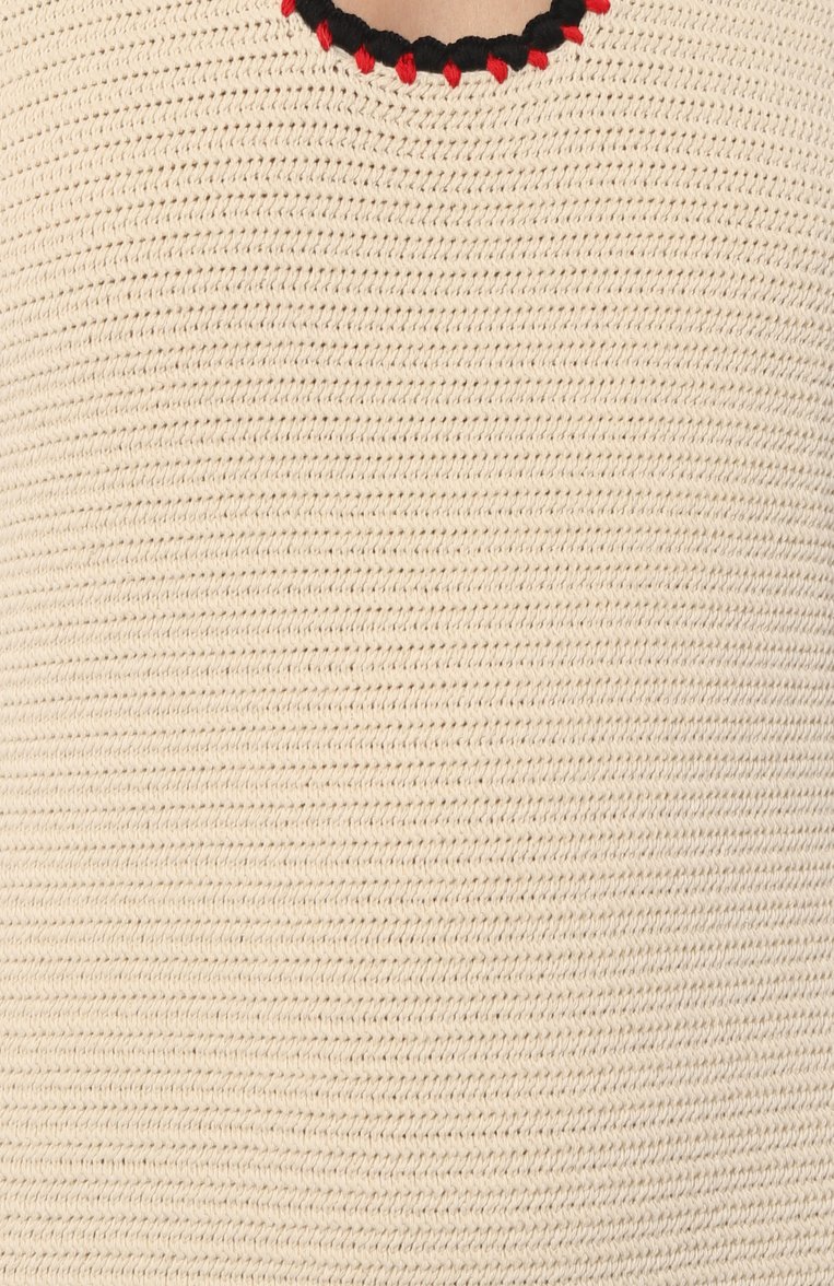 Женское хлопковое платье JIL SANDER бежевого цвета, арт. J40CT0157/J15401 | Фото 5 (Длина Ж (юбки, платья, шорты): Макси; Материал внешний: Хлопок; Женское Кросс-КТ: Платье-одежда, Сарафаны; Случай: Повседневный; Кросс-КТ: Трикотаж; Стили: Минимализм; Рукава: Без рукавов; Автоматизация состава: Проставлено; Автоматизация ТО: Проставлено)
