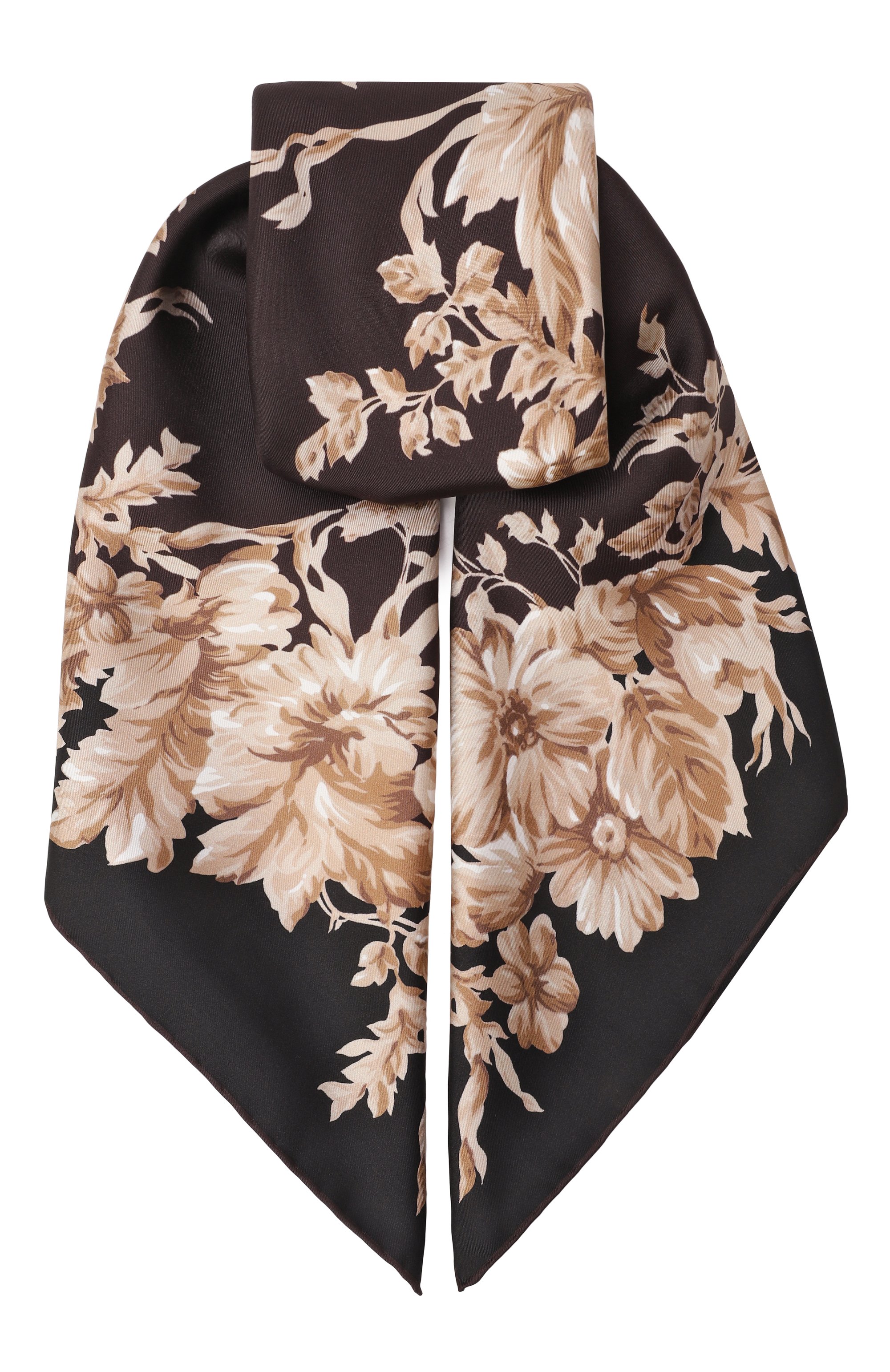 Шелковый платок DOLCE & GABBANA темно-коричневого цвета по цене 69950 руб., арт. FN090R/GDC9D, фото 1 Шелковый платок DOLCE & GABBANA, арт. FN090R/GDC9D, фото 1