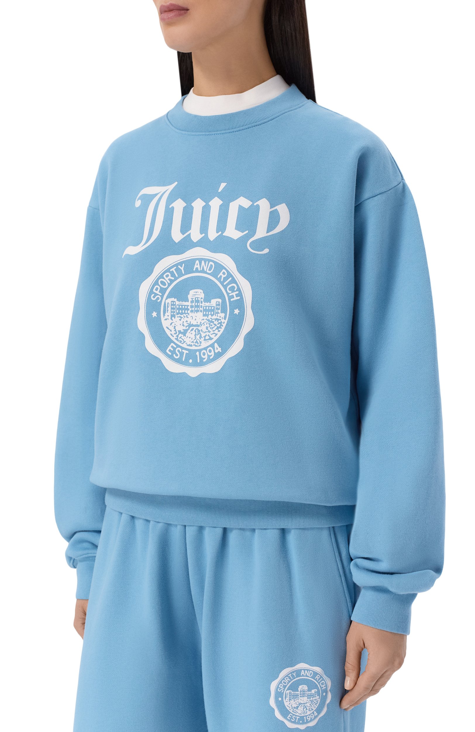Хлопковый св итшот sporty & rich x juicy couture SPORTY AND RICH, арт. ST098716691BL50/JUICY EMBLEM CREWNECK, фото 3