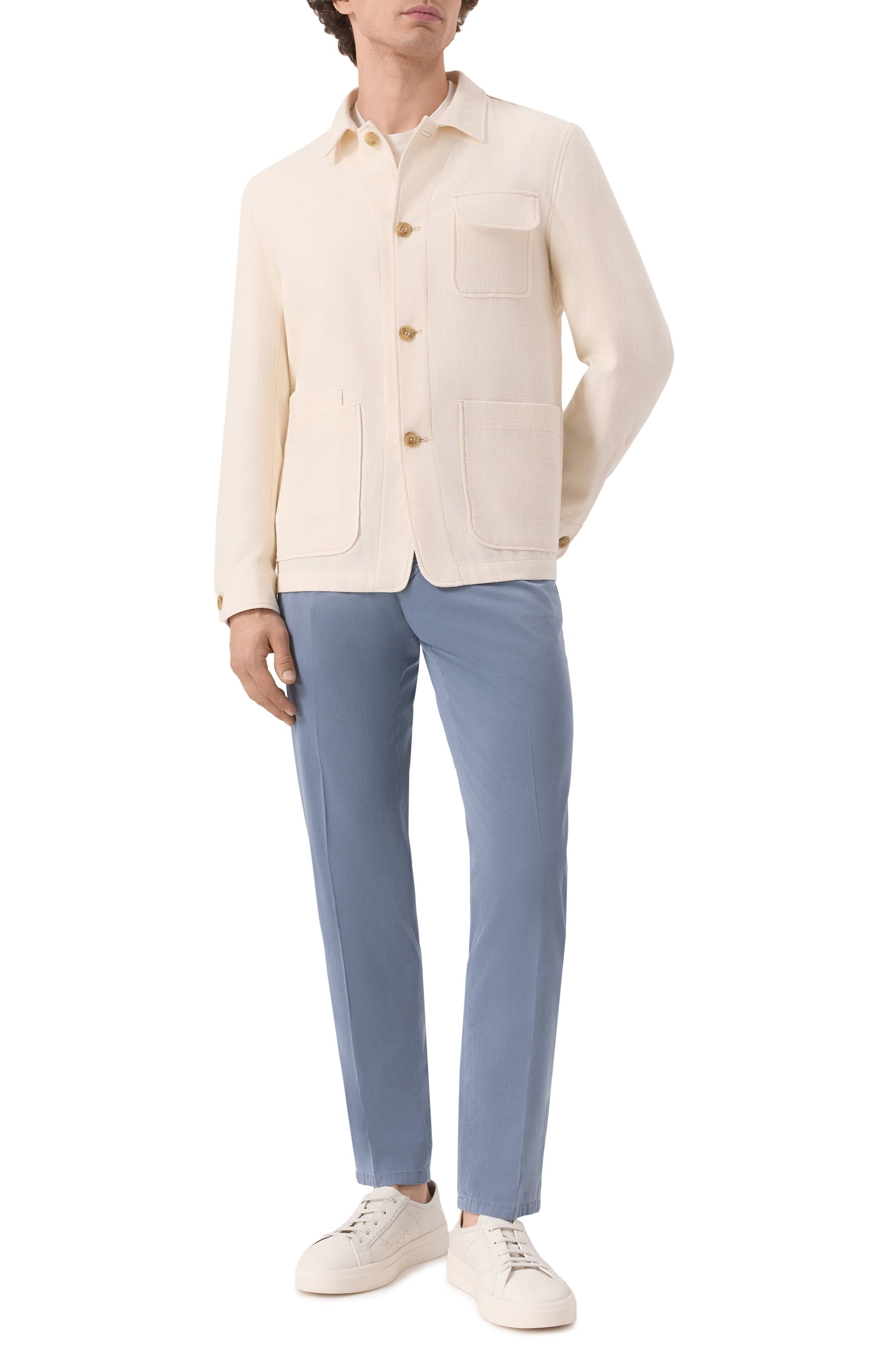 Брюки из хлопка и шелка L.B.M. 1911 голубого цвета по цене 41400 руб., арт. 8480/55022, фото 2 Брюки из хлопка и шелка L.B.M. 1911, арт. 8480/55022, фото 2