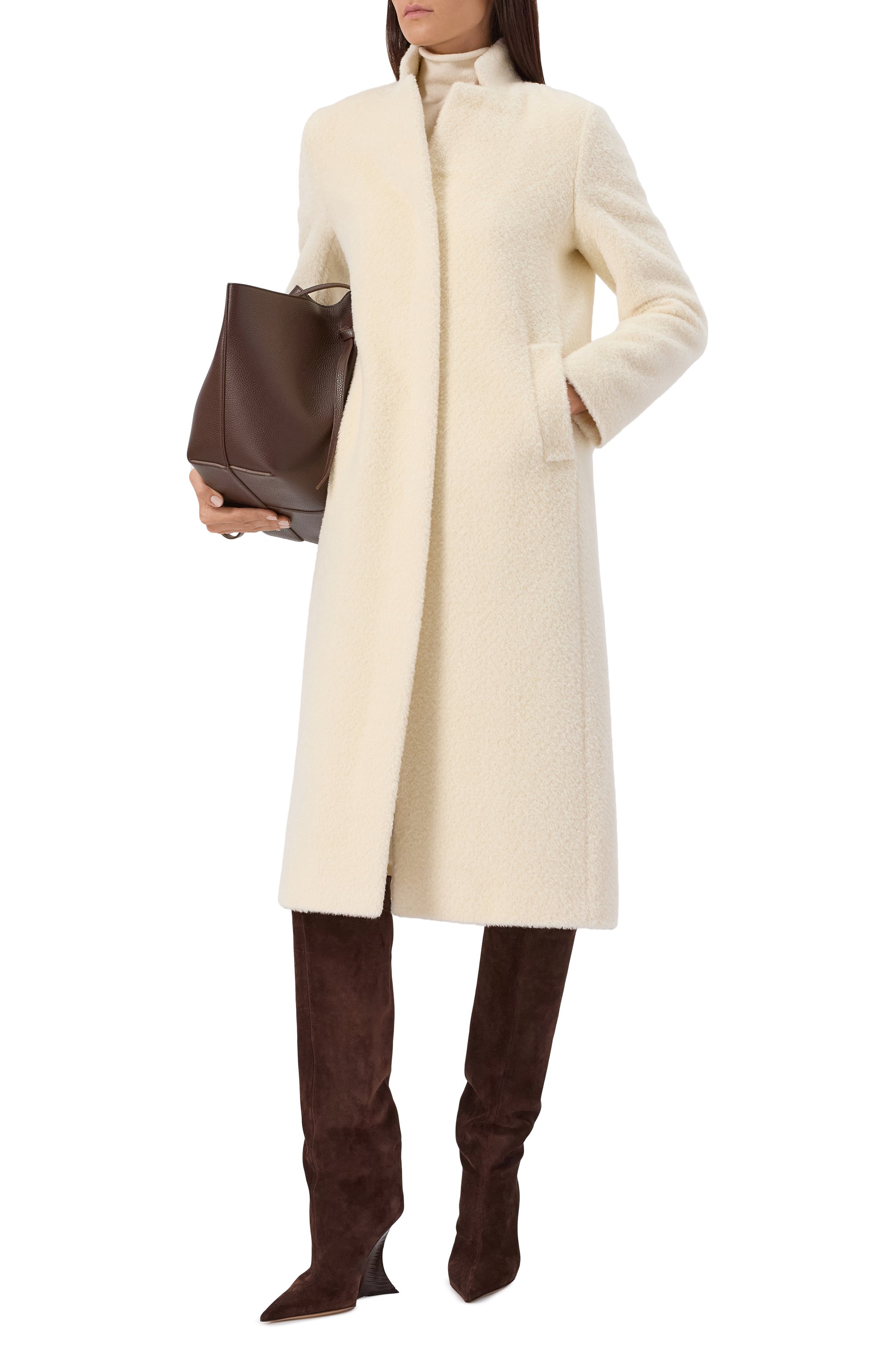 Шерстяное пальто CINZIA ROCCA кремового цвета по цене 109500 руб., арт. UR02001/C1, фото 2 Шерстяное пальто CINZIA ROCCA, арт. UR02001/C1, фото 2