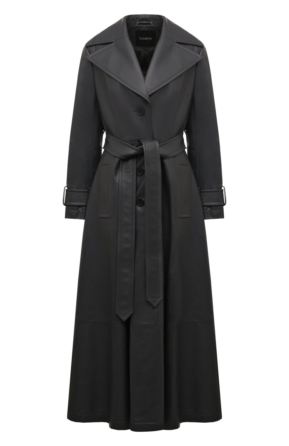 Кожаный плащ YANINA темно-серого цвета по цене 496280 руб., арт. T-2719, фото 1 Кожаный плащ YANINA, арт. T-2719, фото 1
