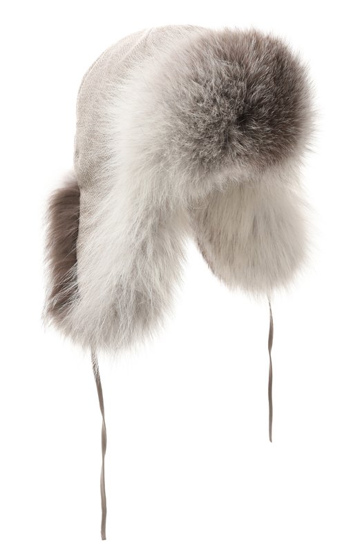 Меховая шапка-ушанка Дарья из лисы и кашемира FurLand 0194809610017600226 Серый 0194809610017600226
