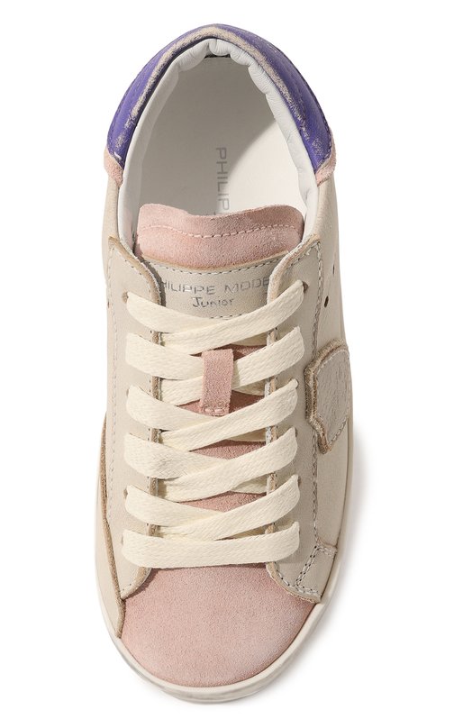 Кожаные кеды Philippe Model Junior Кремовый, фото 4