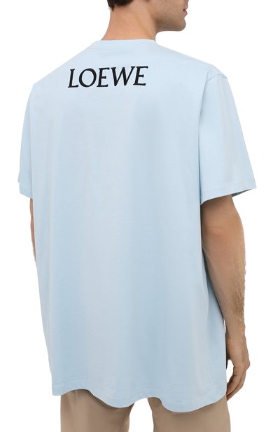 Хлопковая футболка LOEWE голубого цвета по цене 45150 руб., арт. H526341XB3, фото 4 Хлопковая футболка LOEWE, арт. H526341XB3, фото 4