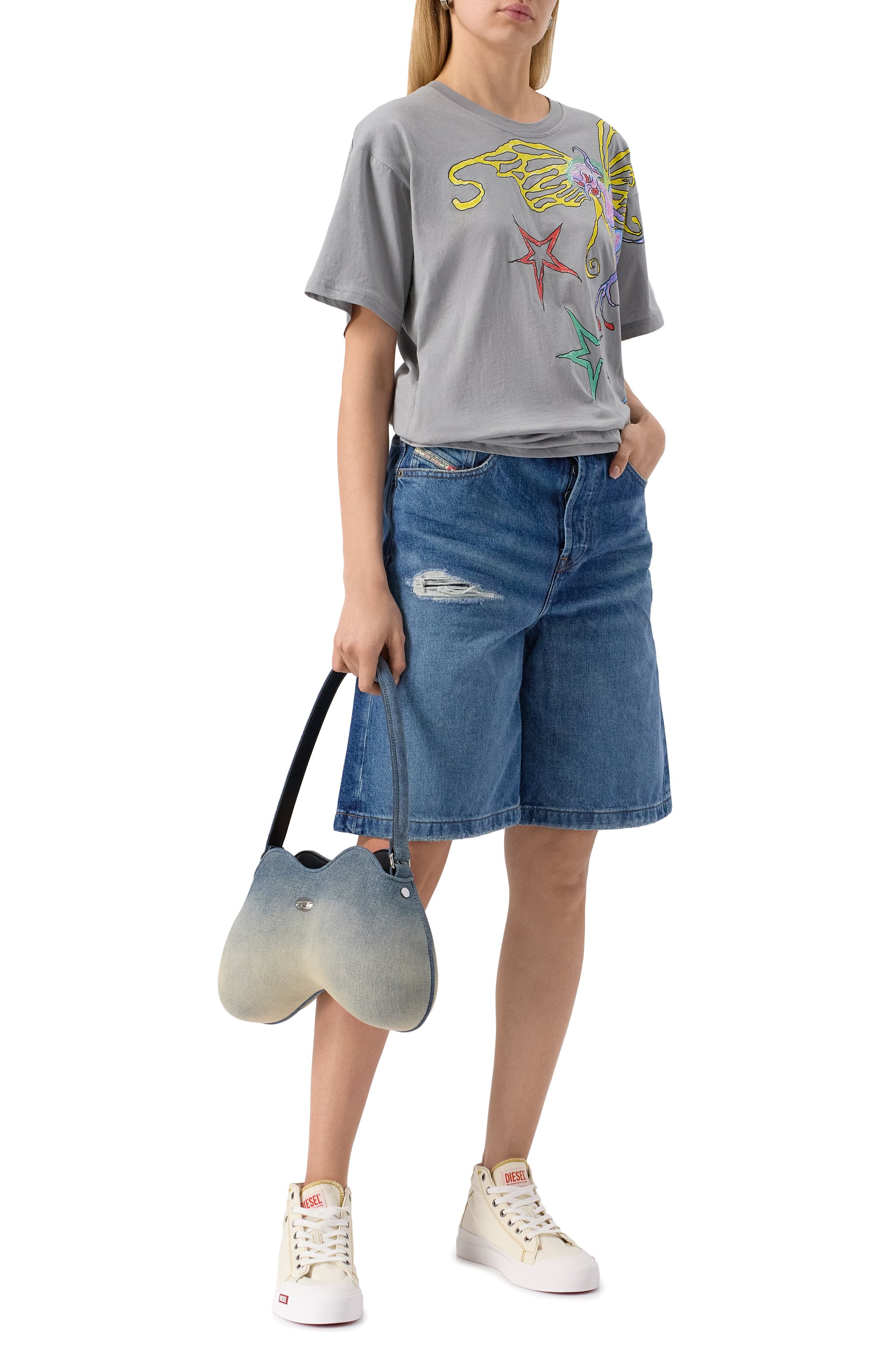 Джинсовые шорты DIESEL синего цвета по цене 21150 руб., арт. A14051/0GRDY, фото 2 Джинсовые шорты DIESEL, арт. A14051/0GRDY, фото 2