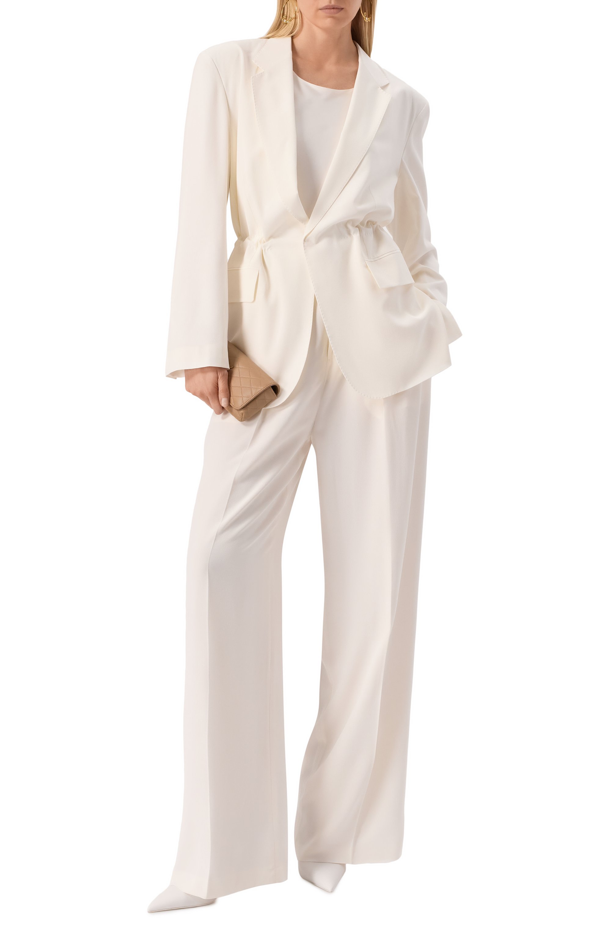 Шелковые брюки PETAR PETROV кремового цвета по цене 172000 руб., арт. S25P7A, фото 2 Шелковые брюки PETAR PETROV, арт. S25P7A, фото 2