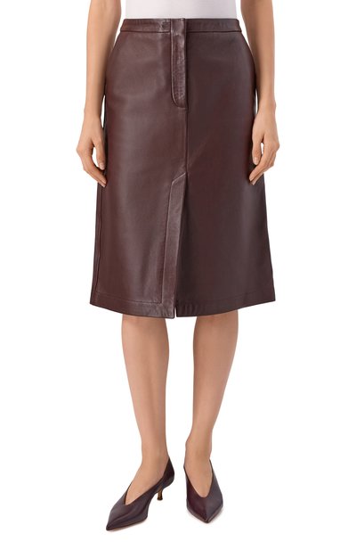 Кожаная юбка 12 STOREEZ коричневого цвета по цене 65000 руб., арт. 124529, фото 3 Кожаная юбка 12 STOREEZ, арт. 124529, фото 3