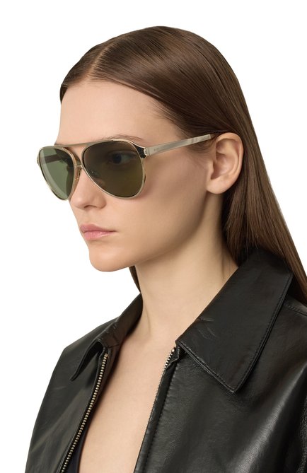Женские солнцезащитные очки SAINT LAURENT зеленого цвета, арт. SL 734 004 | Фото 2 (Региональные ограничения белый список (Axapta Mercury): Не проставлено; Нос: Не проставлено)