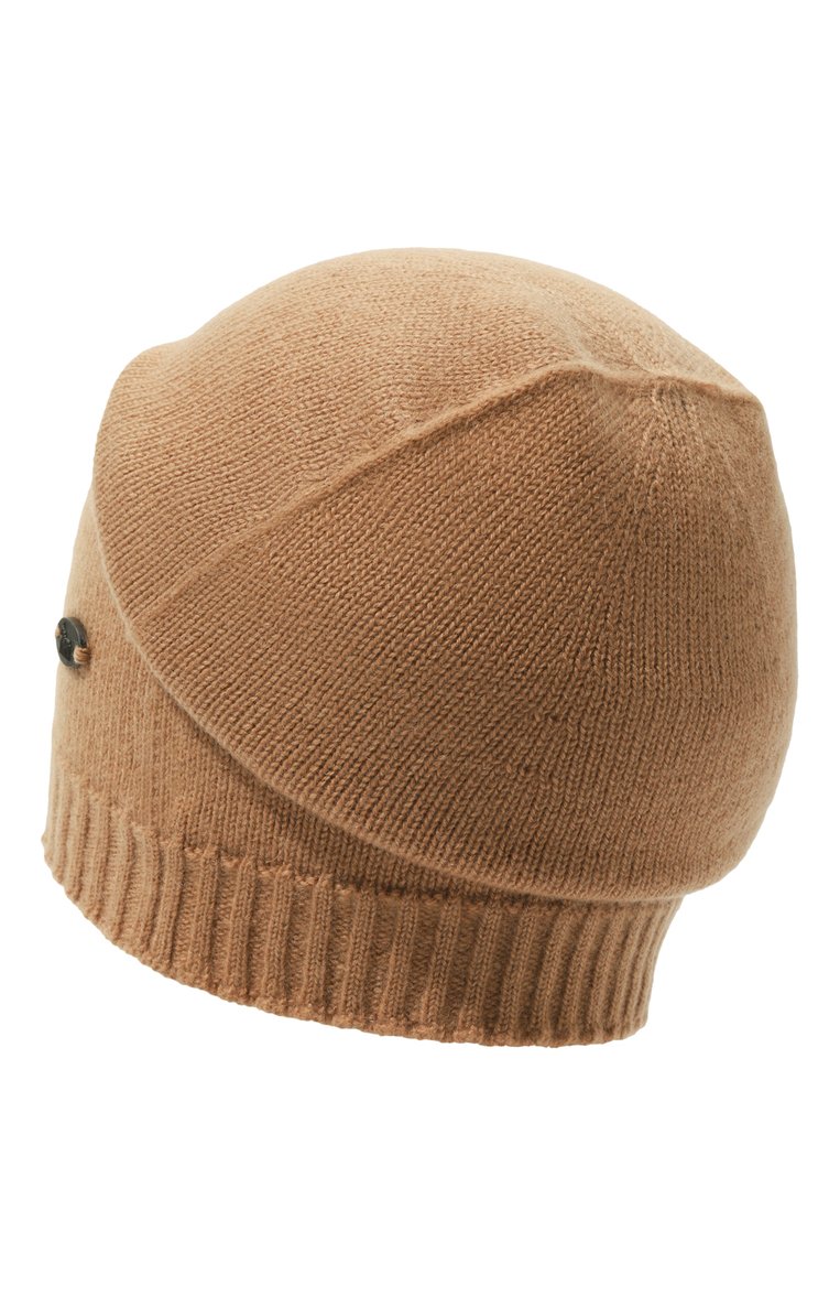 Женская кашемировая шапка COLOMBO бежевого цвета, арт. CL00119/2-26KI | Фото 3 (Материал: Текстиль, Кашемир, Шерсть; Материал сплава: Проставлено; Нос: Не проставлено)