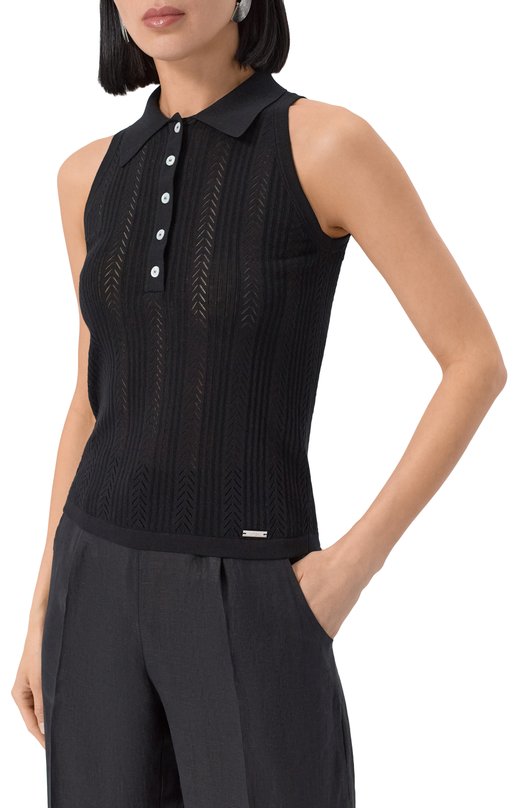 Хлопковое поло Kiton D5978700088 Чёрный  D5978700088 Фото 3