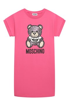 Детское хлопковое платье MOSCHINO фуксия цвета, арт. HDV0EA/LDA13/10-14 | Фото 1 (Рукава: Короткие; Случай: Повседневный; Материал сплава: Проставлено; Материал внешний: Хлопок; Девочки Кросс-КТ: Платье-одежда; Драгоценные камни: Проставлено; Ростовка одежда: 12 лет | 152 см, 10 - 11 лет | 140 - 146см, 16 лет | 164 см)