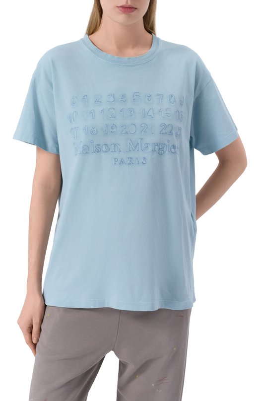 Хлопковая футболка Maison Margiela S51GC0536/S24575 Голубой  S51GC0536/S24575 Фото 3