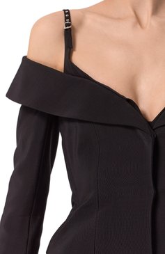 Женский жакет из вискозы и шерсти MUGLER черного цвета, арт. 25P1VE0453196 | Фото 5 (Рукава: Длинные; Материал внешний: Вискоза; Длина (для топов): Удлиненные; Женское Кросс-КТ: Жакет-одежда; Стили: Кэжуэл; 1-2-бортные: Однобортные)