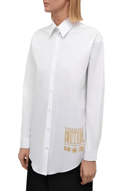 Хлопковая рубашка VERSACE JEANS COUTURE белого цвета по цене 32350 руб., арт. 71HAL223-71DP223 P0PELINE CUBA IRR./N0003, фото 3 Хлопковая рубашка VERSACE JEANS COUTURE, арт. 71HAL223-71DP223 P0PELINE CUBA IRR./N0003, фото 3