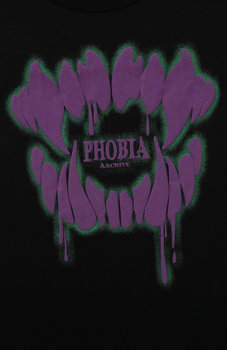 Детская хлопковая футболка PHOBIA ARCHIVE черного цвета, арт. PHK00590 | Фото 3 (Рукава: Короткие; Материал внешний: Хлопок; Материал сплава: Проставлено; Драгоценные камни: Проставлено; Мальчики Кросс-КТ: Футболка-одежда)