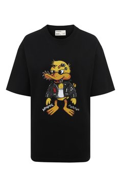 Женская хлопковая футболка DOMREBEL черного �цвета, арт. DUCKPUNK/T-SHIRT | Фото 1 (Рукава: Короткие; Длина (для топов): Стандартные; Стили: Гранж, Кэжуэл; Принт: С принтом; Материал сплава: Проставлено; Материал внешний: Хлопок; Женское Кросс-КТ: Футболка-одежда; Драгоценные камни: Проставлено)