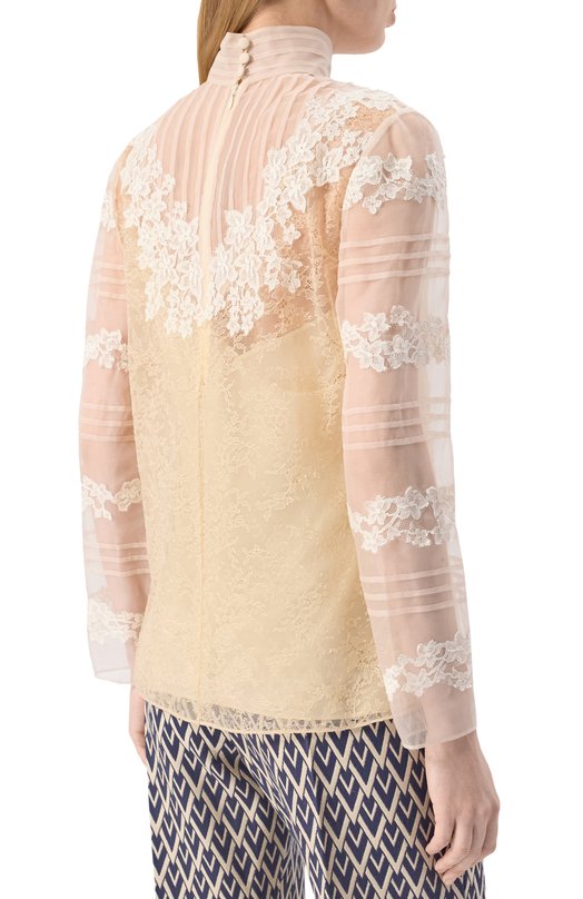 Шелковый топ Valentino 6B3AEAF0928 Кремовый  6B3AEAF0928 Фото 4