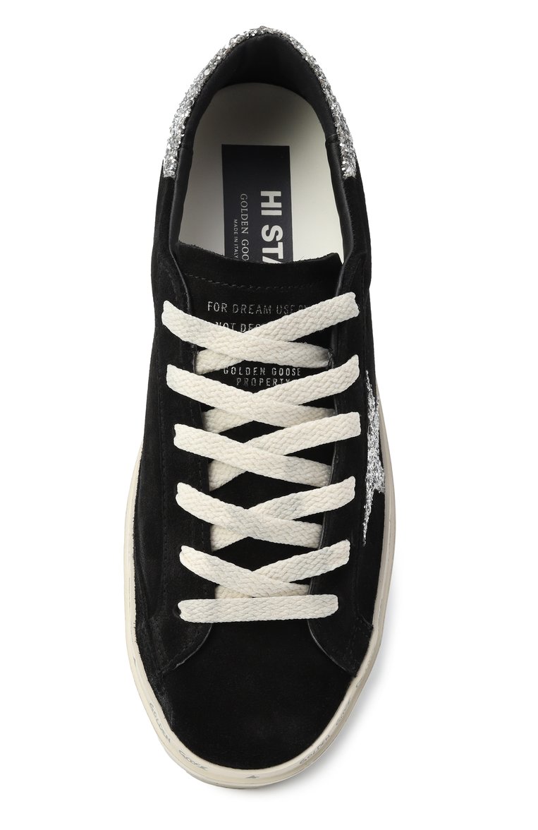 Женские замшевые кеды hi star GOLDEN GOOSE DELUXE BRAND черного цвета, арт. GWF00118.F006389 | Фото 6 (Подошва: Платформа; Материал внутренний: Текстиль; Материал внешний: Натуральная кожа, Замша; Стили: Кэжуэл; Материал утеплителя: Без утеплителя; Кросс-КТ: Низкие)