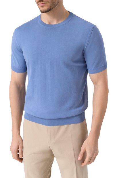 Хлопковый джемпер CANALI голубого цвета по цене 30900 руб., арт. C0719/MK00145, фото 3 Хлопковый джемпер CANALI, арт. C0719/MK00145, фото 3