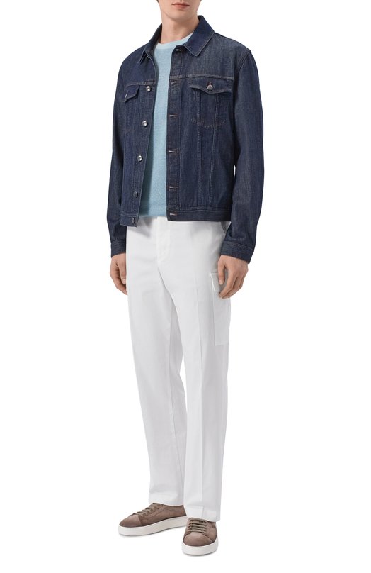 Футболка из хлопка и льна BOSS Camel 50560028 Голубой  50560028 Фото 2