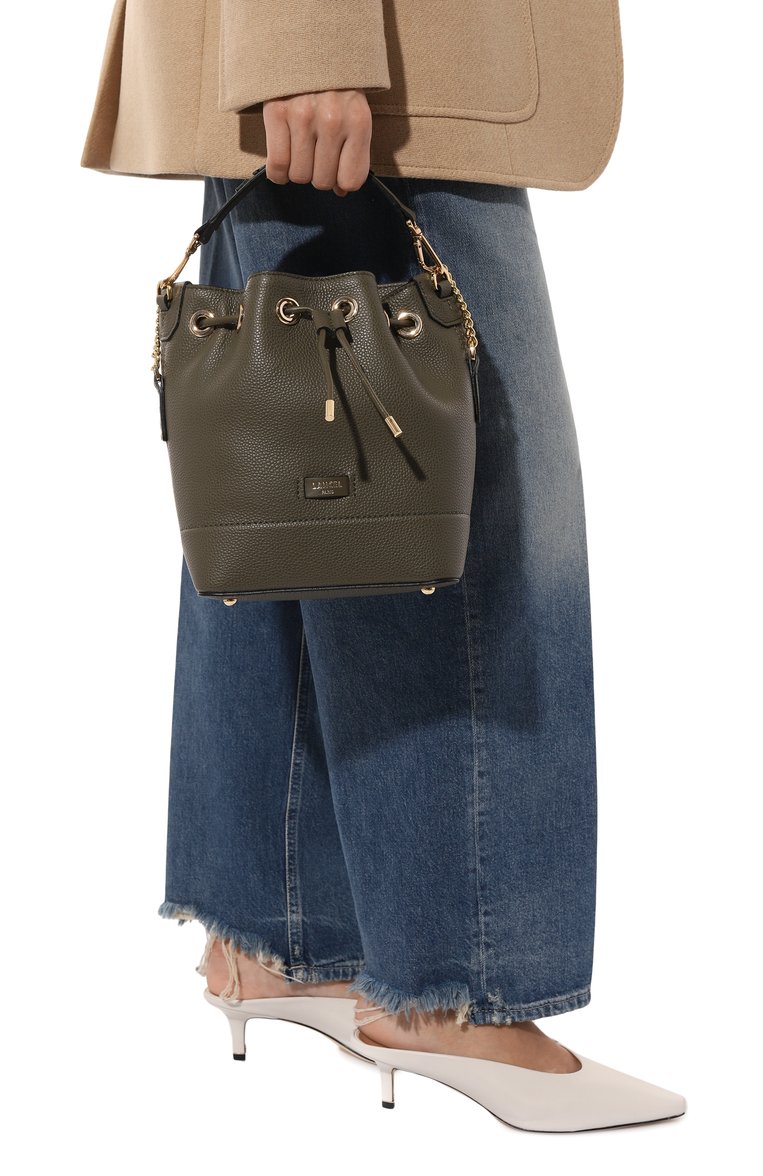 Женская сумка ninon small LANCEL хаки цвета, арт. A10922 | Фото 2 (Размер: small; Материал: Натуральная кожа; Ремень/цепочка: На ремешке)