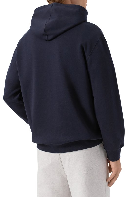 Худи из хлопка и кашемира Brunello Cucinelli MM8319021G Синий  MM8319021G Фото 4