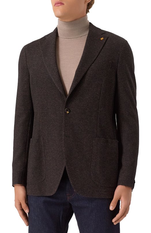 Пиджак из шерсти и хлопка Sartoria Latorre JD74/JG031 Коричневый  JD74/JG031 Фото 3
