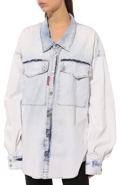 Джинсовая рубашка DSQUARED2 светло-голубого цвета по цене 61750 руб., арт. S75DL0829/S30341, фото 3 Джинсовая рубашка DSQUARED2, арт. S75DL0829/S30341, фото 3