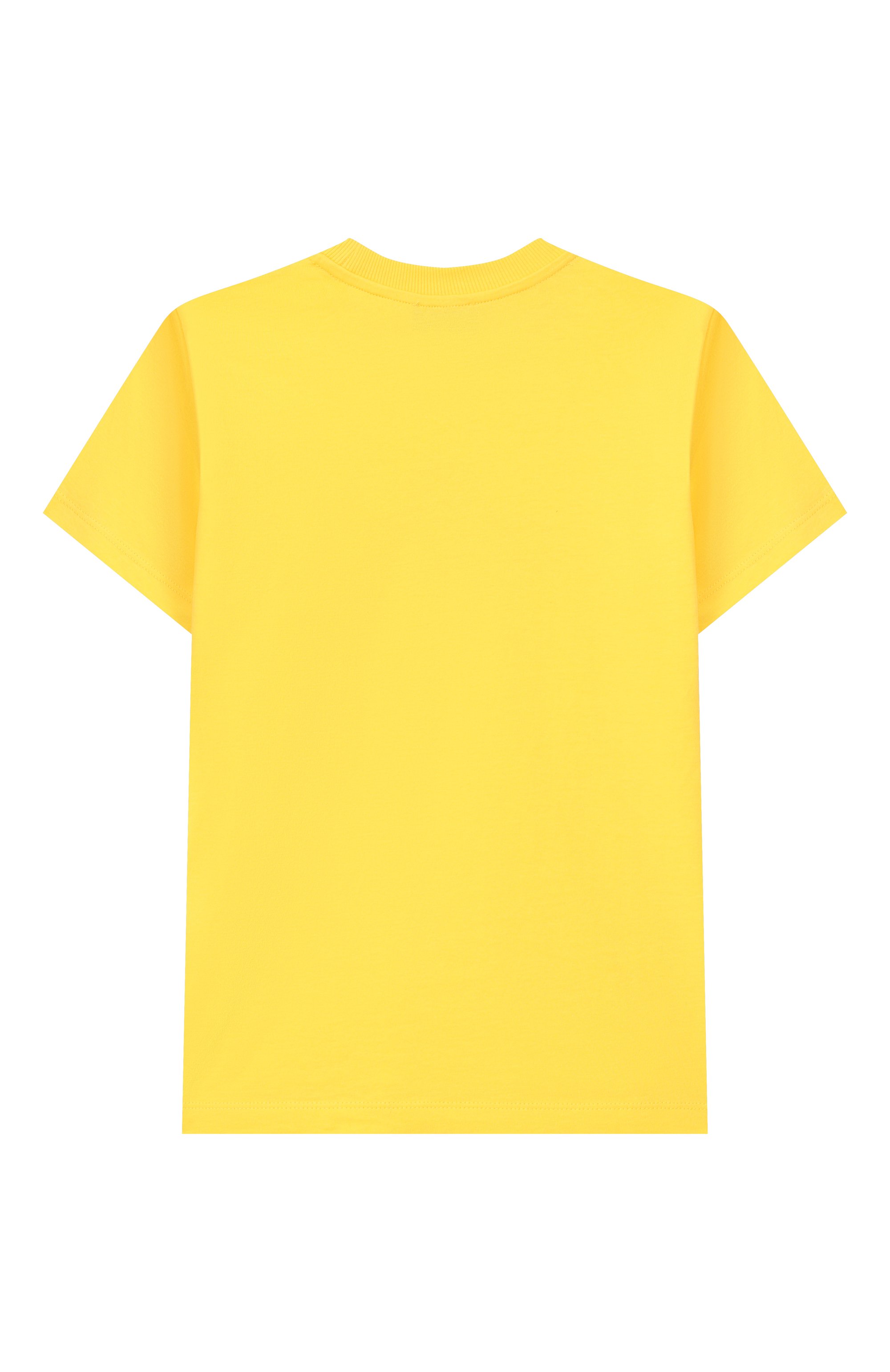 Хлопковая футболка MOSCHINO желтого цвета по цене 8995 руб., арт. HZM058/LAA03, фото 2 Хлопковая футболка MOSCHINO, арт. HZM058/LAA03, фото 2