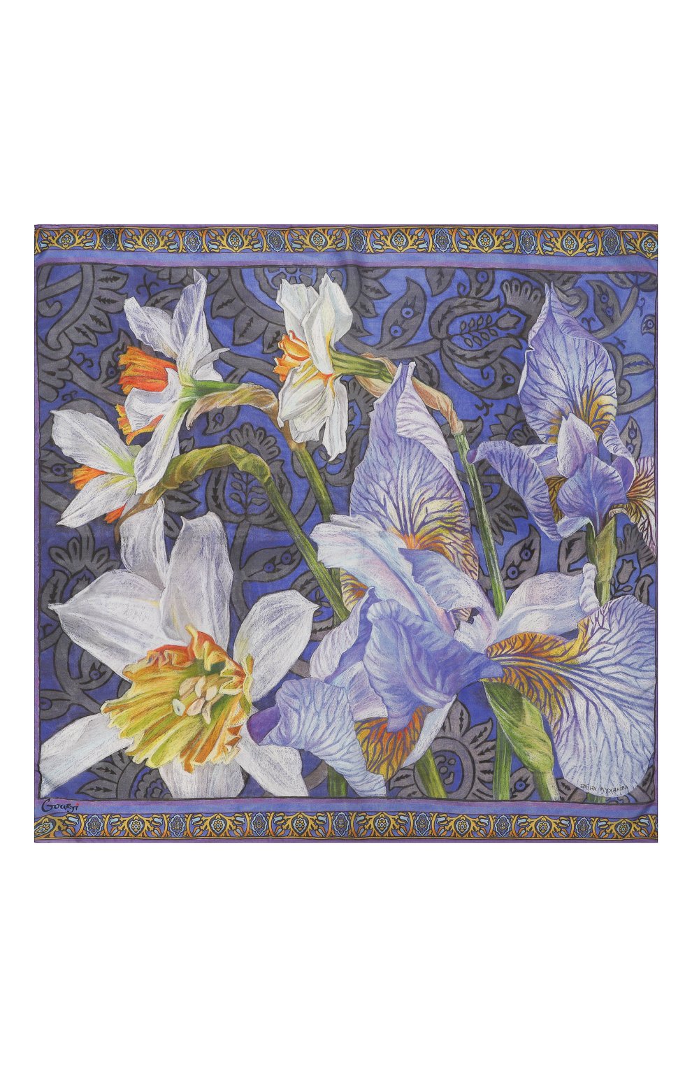 Шелковый платок ирисы GOURJI, арт. T23IR1, фото 4