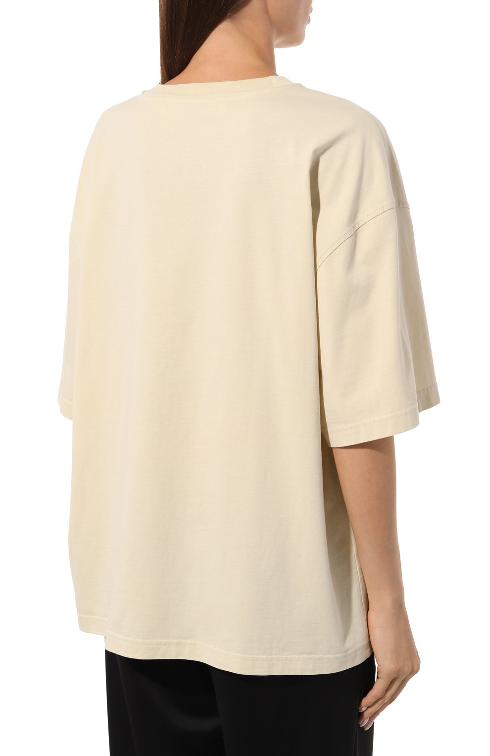 Хлопковая футболка OFF-WHITE кремового цвета по цене 47250 руб., арт. OWAA113S23JER0026110, фото 4 Хлопковая футболка OFF-WHITE, арт. OWAA113S23JER0026110, фото 4