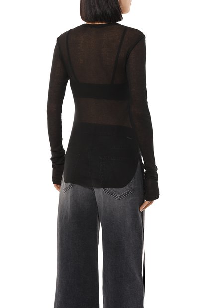 Хлопковый лонгслив ANN DEMEULEMEESTER черного цвета по цене 33950 руб., арт. 2402-W-JTS10-FA434-099, фото 4 Хлопковый лонгслив ANN DEMEULEMEESTER, арт. 2402-W-JTS10-FA434-099, фото 4
