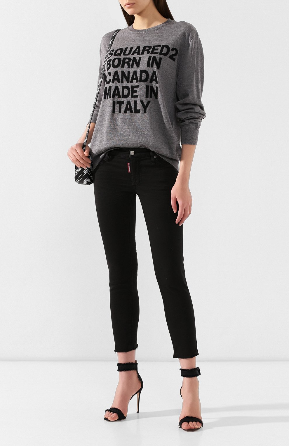 Шерстяной пуловер DSQUARED2 серого цвета по цене 53250 руб., арт. S75HA0893/S16799, фото 2 Шерстяной пуловер DSQUARED2, арт. S75HA0893/S16799, фото 2