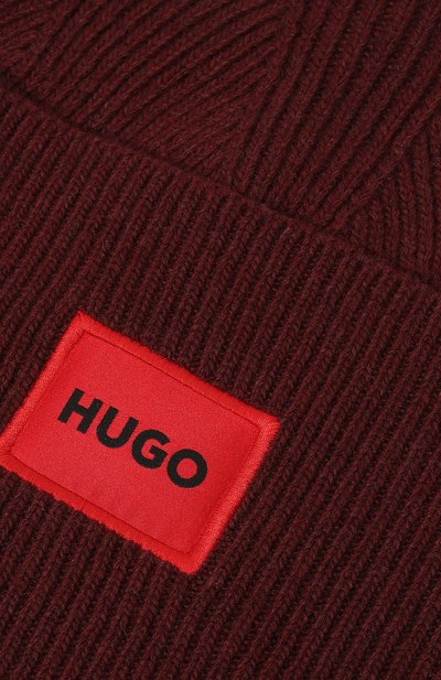 Шерстяная шапка HUGO бордового цвета по цене 8295 руб., арт. 50496011, фото 3 Шерстяная шапка HUGO, арт. 50496011, фото 3