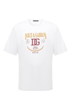 Мужская хлопковая футболка DOLCE & GABBANA белого цвета, арт. G8PN9T/G7J5Z | Фото 1 (Рукава: Короткие; Длина (для топов): Стандартные; Принт: С принтом; Материал сплава: Проставлено; Материал внешний: Хлопок; Стили: Спорт-шик; Драгоценные камни: Проставлено)