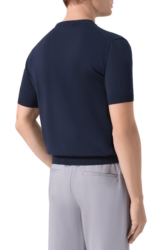 Хлопковый джемпер Canali C1161/MK02460 Синий  C1161/MK02460 Фото 4