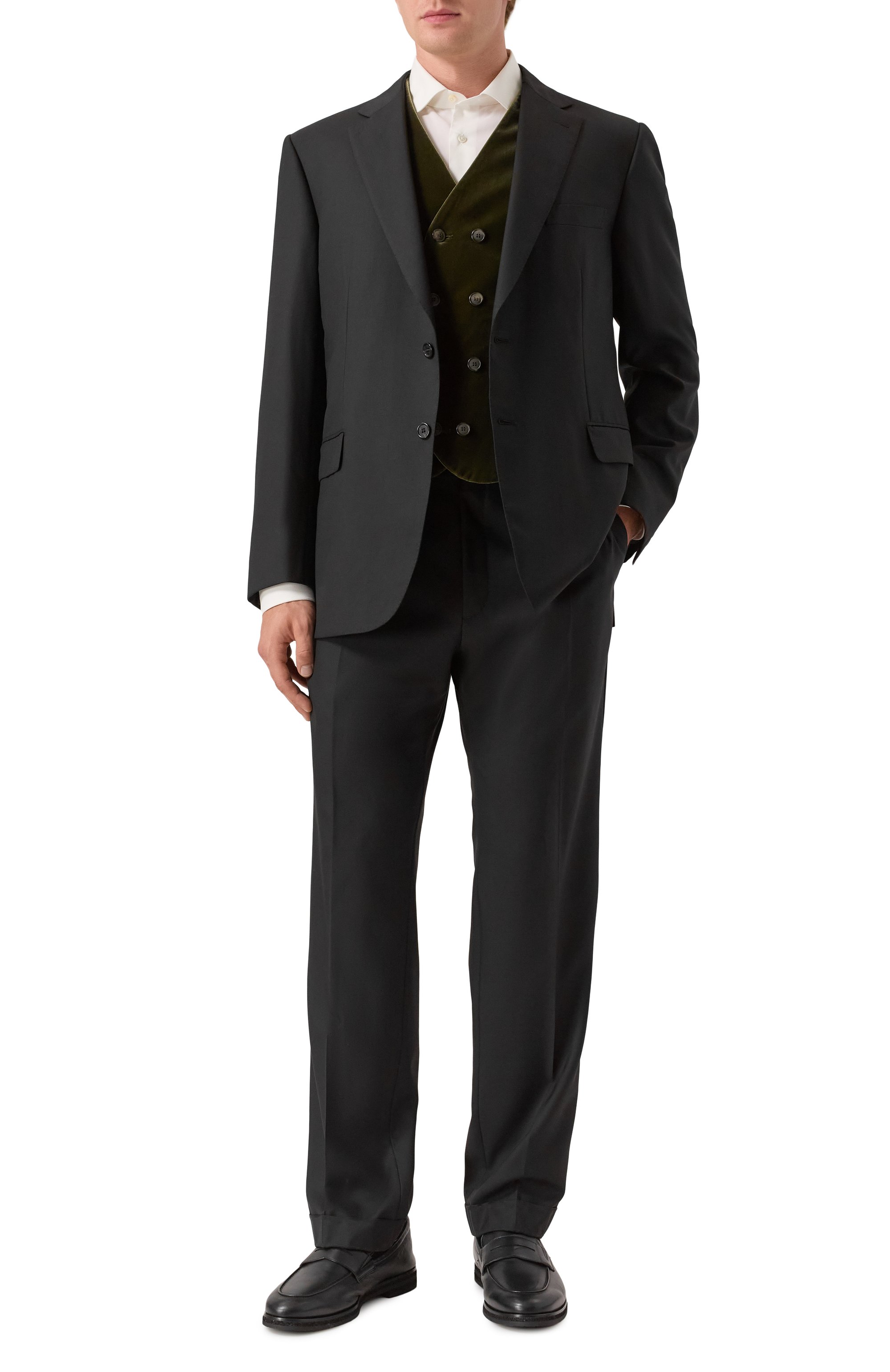 Бархатный жилет GIORGIO ARMANI хаки цвета по цене 111000 руб., арт. 0WGGK01T/T0025, фото 2 Бархатный жилет GIORGIO ARMANI, арт. 0WGGK01T/T0025, фото 2