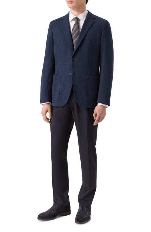 Хлопковый пиджак BOSS 50557389 Синий  50557389 Фото 2