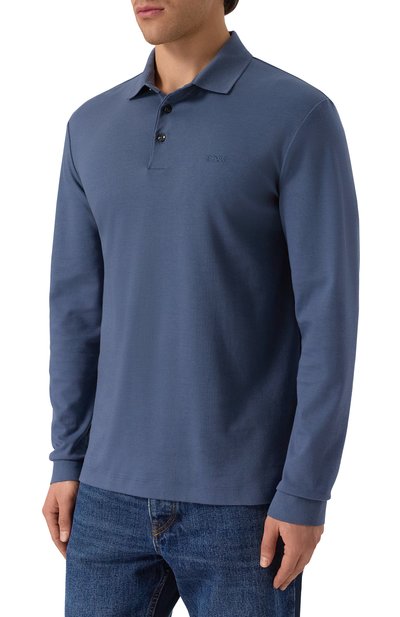 Хлопковое поло BOSS синего цвета по цене 17950 руб., арт. 50468392, фото 3 Хлопковое поло BOSS, арт. 50468392, фото 3