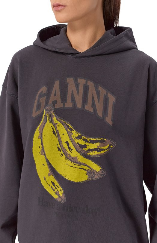 Хлопковое худи Ganni A1060025 Чёрный  A1060025 Фото 5