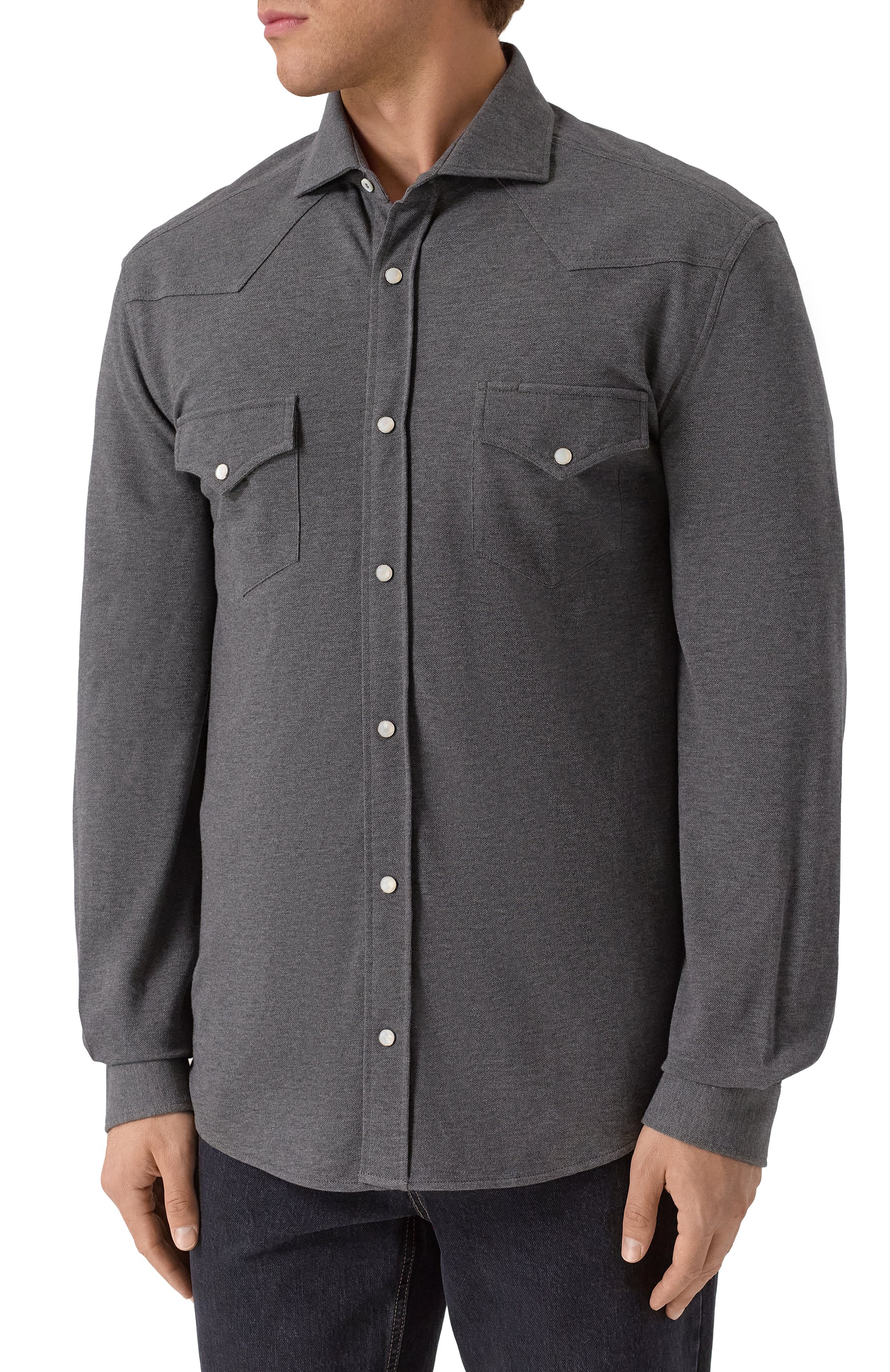 Хлопковая рубашка BRUNELLO CUCINELLI, арт. ME8546666, фото 3