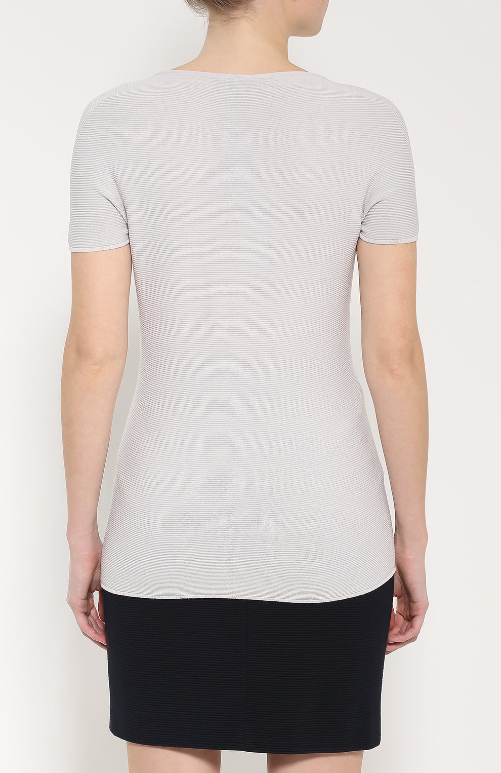 Приталенный топ фактурной вязки с коротким рукавом GIORGIO ARMANI, арт. 6XAM32/AM05Z, фото 4
