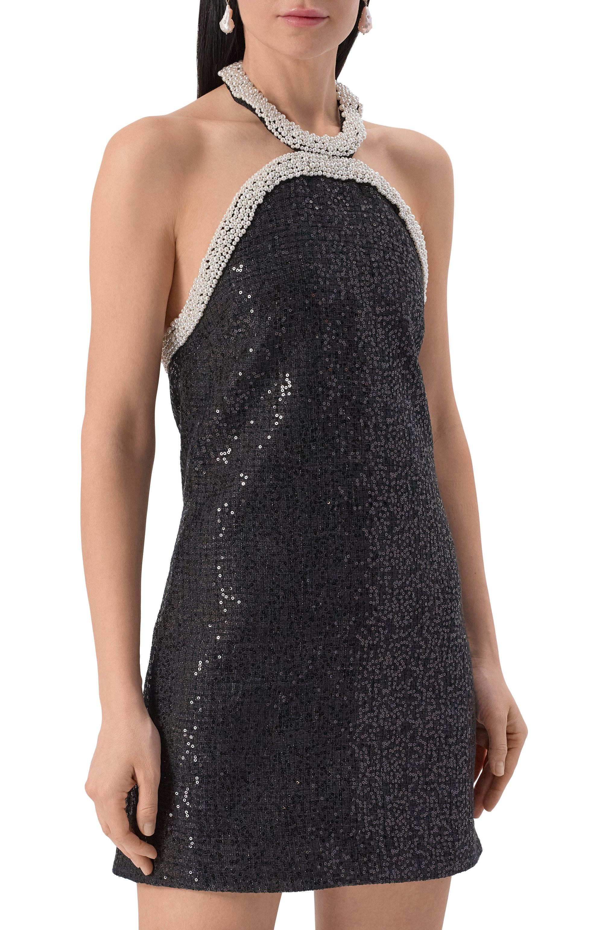 Платье с отделкой пайетками SELF-PORTRAIT, арт. RS25163SB, фото 3