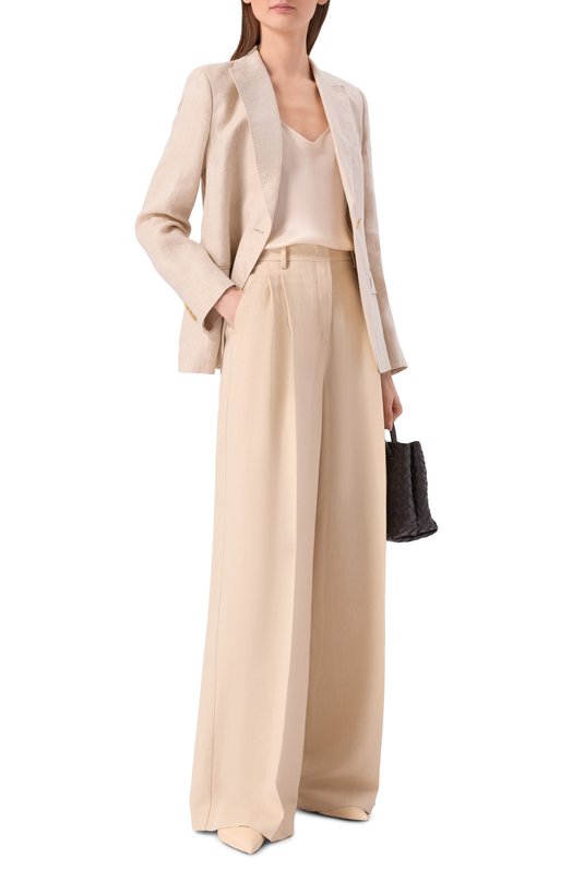 Брюки из вискозы и льна Weekend Max Mara WKDVELIER0 Кремовый  WKDVELIER0 Фото 2