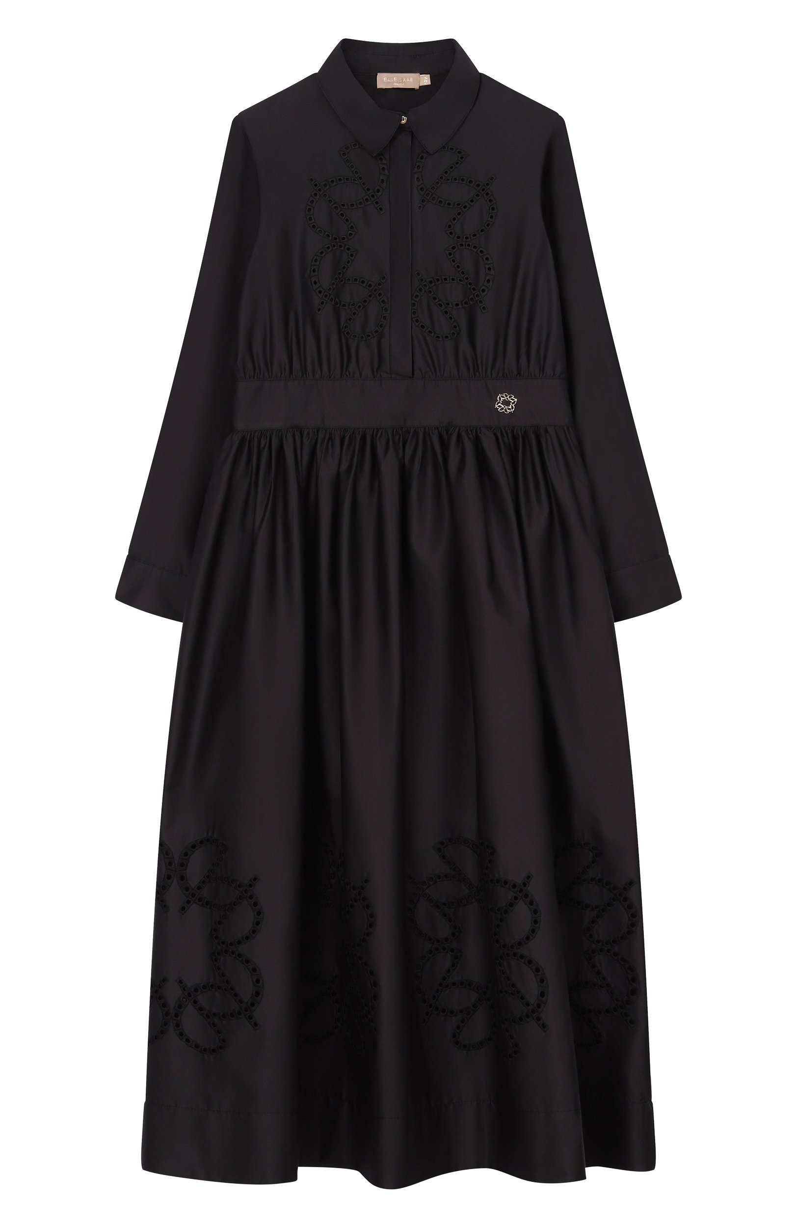 Хлопковое платье ELIE SAAB JUNIOR черного цвета по цене 103500 руб., арт. EFAB127 MX/TS0724RIC06_001, фото 1 Хлопковое платье ELIE SAAB JUNIOR, арт. EFAB127 MX/TS0724RIC06_001, фото 1