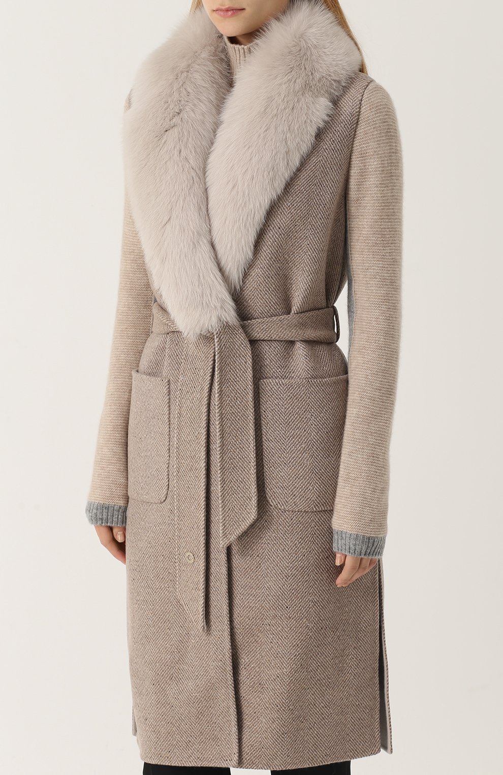 Жилет с поясом и отделкой из меха лисы LORO PIANA, арт. FAG3840, фото 3