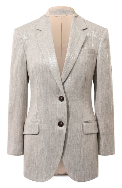 Женский льняной жакет с отделкой пайетками BRUNELLO CUCINELLI, арт. MH5702187