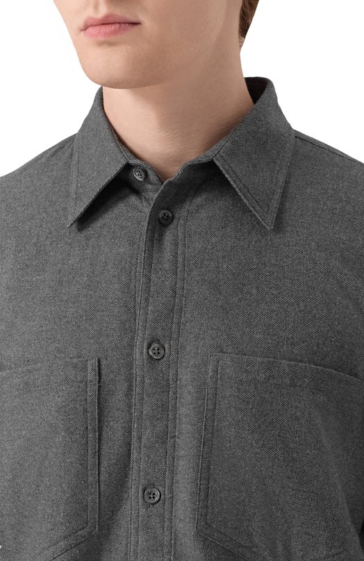 Хлопковая рубашка Emporio Armani EM001604/TE16011 Серый  EM001604/TE16011 Фото 5